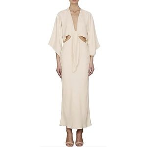 Shona Joy Lautner Tie Front Bias Midi Dress